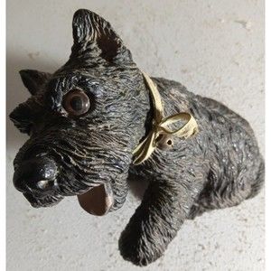 Antique Black Hand Carved Scottish Terrier Dog Figurine 9"